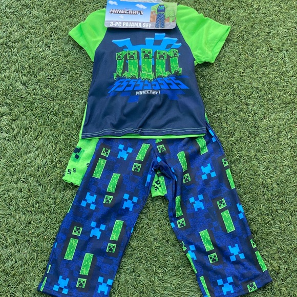 Mojang Minecraft 3 Piece Boy Pajama Set Size 4T - Picture 1 of 5
